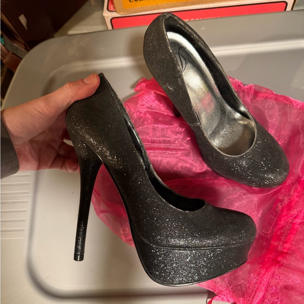 Aldo Black Sparkle Heels